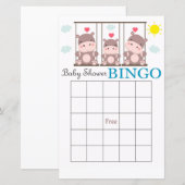 Carte de baby shower Hippo (Devant / Derrière)