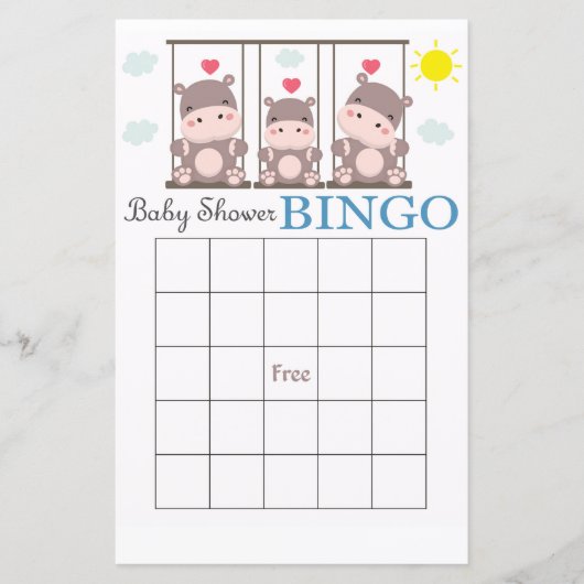 Carte de baby shower Hippo (Devant)