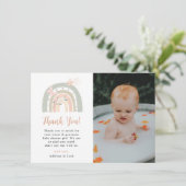 Carte de Baby shower Merci arc-en-ciel Sage Peach (Debout devant)