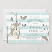 Carte de Baby shower Mint Grey Woodland Fox Hedgeh (Devant)