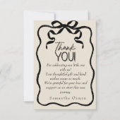 Carte de Baby shower noir Merci noir Coquette fonc (Devant)