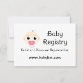 Carte de Baby shower pour fille rose du registre p (Devant)