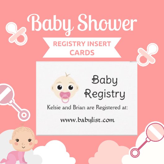 Carte de Baby shower pour fille rose du registre p