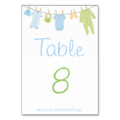 Carte de Baby shower pour petits vêtements bleu et (Dos)