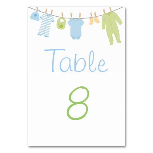 Carte de Baby shower pour petits vêtements bleu et (Par défaut)