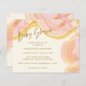 Carte de Baby shower rose Abstrait de peinture bud (Devant / Derrière)