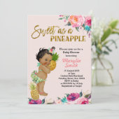 Carte de baby shower rose d'ananas Luau (Debout devant)