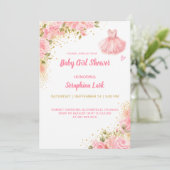 Carte de Baby Shower Rose pour Filles Editable (Debout devant)