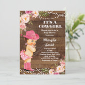 Carte de Baby shower rustique Cowgirl (Debout devant)