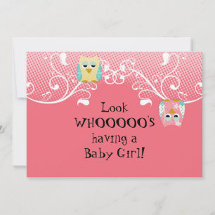 Carte de Baby shower Whimsical Cute Fun Swirl Owl