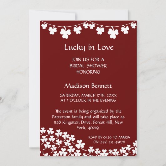 Carte de BABYShower Saint-Patrick Chanceux en Amou (Devant)