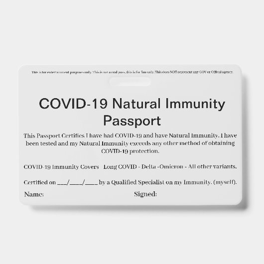 Carte de badge d'identification de passeport d'imm (Avant)