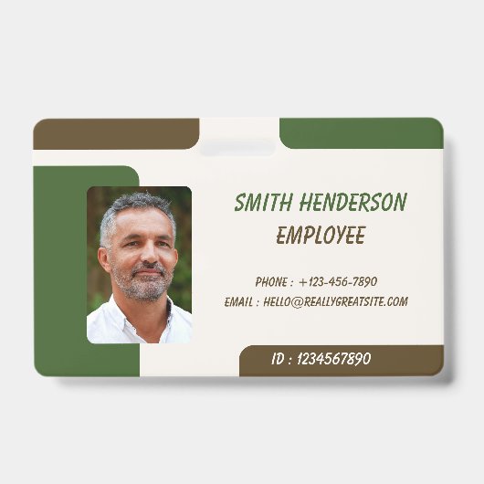 Carte de badge d'identification de photo d'employé (Avant)