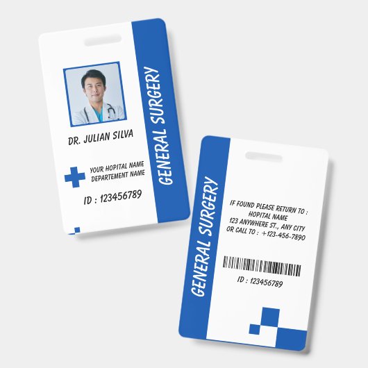 Carte de badge d'identification de photo d'infirmi (Avant & arrière)