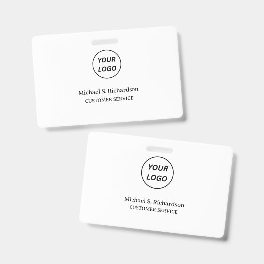 Carte de badge d'identification | Logo blanc du pe (Avant & arrière)