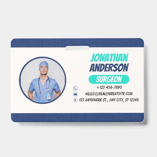 Carte de badge d'identification photo d'infirmière (Avant)
