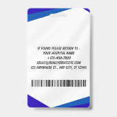 Carte de badge d'identification photo d'infirmière (Arrière)