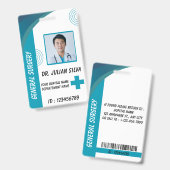 Carte de badge d'identification photo d'infirmière (Avant & arrière)