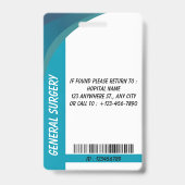 Carte de badge d'identification photo d'infirmière (Arrière)