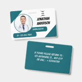 Carte de badge d'identification photo d'infirmière (Avant & arrière)