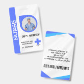 Carte de badge d'identification photo d'infirmière (Avant & arrière)
