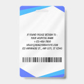 Carte de badge d'identification photo d'infirmière (Arrière)