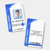 Carte de badge d'identification photo d'infirmière (Avant & arrière)