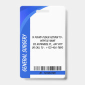 Carte de badge d'identification photo d'infirmière (Arrière)