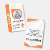 Carte de badge d'identification photo d'infirmière (Avant & arrière)