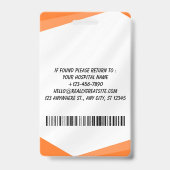 Carte de badge d'identification photo d'infirmière (Arrière)