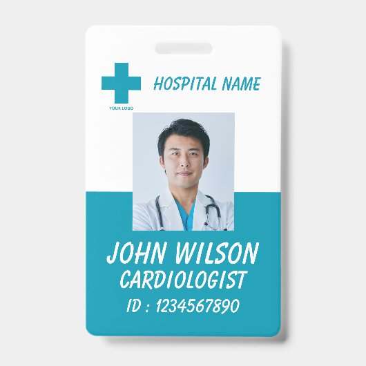 Carte de badge d'identification photo d'infirmière (Avant)