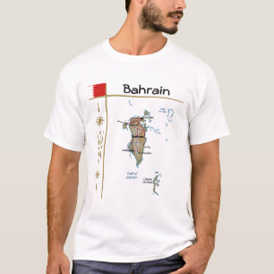 Carte de Bahreïn + Drapeau + Titre T-shirt