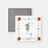 Carte de Bahreïn + Magnet des drapeaux (Recto/Verso)