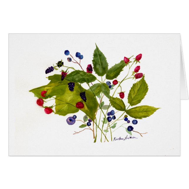 Carte de baies d'aquarelle (Devant Horizontal)