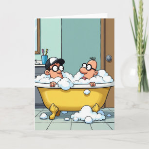 Carte de bain pour la fête des pères pétillante