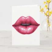 Carte de baiser aux lèvres roses simples (Fleur jaune)