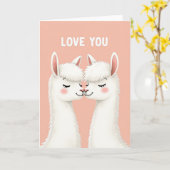 Carte de baiser Je t'aime lama (Fleur jaune)