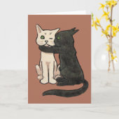 Carte de baiser mignonne vintage d'art de chat (Fleur jaune)