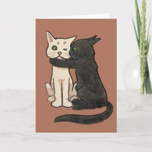 Carte de baiser mignonne vintage d'art de chat