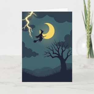 Carte de balai sous la lune