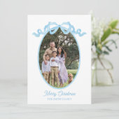 Carte de balise Blue Ribbon Watercolor Holiday (Debout devant)