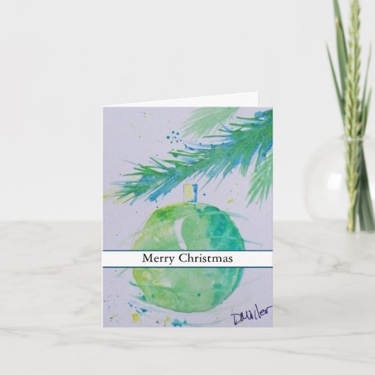 Carte de balle de Noël à l'aquarelle verte (Devant)