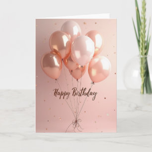 Carte de ballon d'anniversaire en or rose