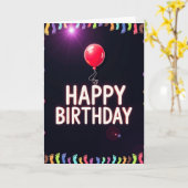 Carte de ballon d'anniversaire néon (Fleur jaune)