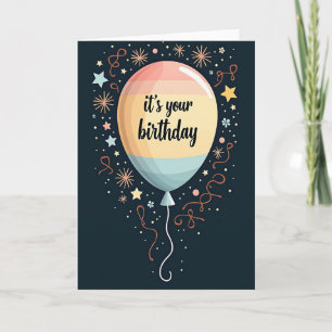 Carte de ballon d'anniversaire pêche