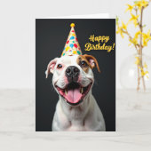 Carte de ballon de chien joyeux (Fleur jaune)