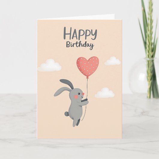 Carte de ballon de lapin joyeux (Devant)