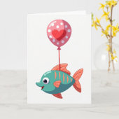 Carte de ballon de poisson heureux (Fleur jaune)