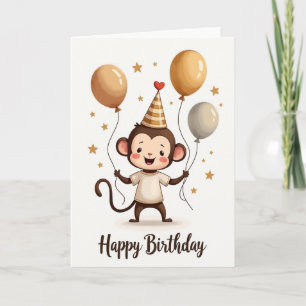 Carte de ballon de singe joyeux
