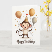 Carte de ballon de singe joyeux (Fleur jaune)